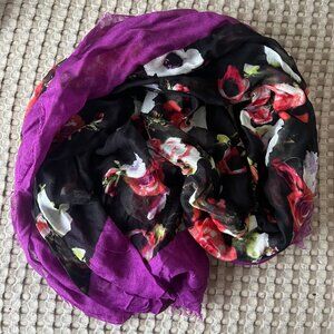 Floral & Fuschia Scarf, Great condition